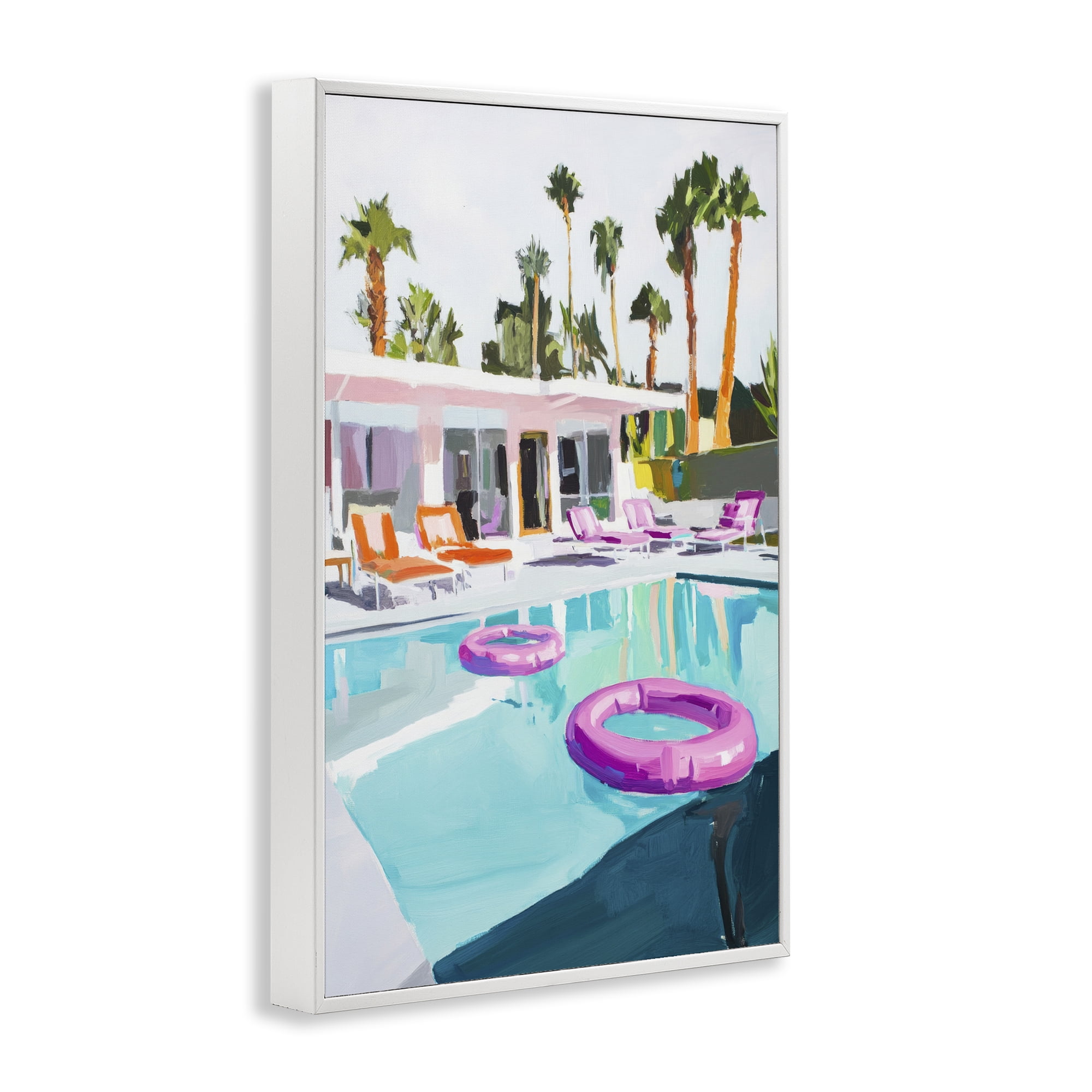 Stupell Industries Palm Springs Poolside Impression White Framed Giclee Art, design by Sisi and Seb
