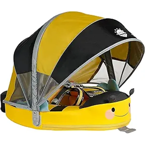 HECCEI Mambobaby Float with Canopy Non Inflatable Pool Swim Float, Honey Bee Yellow