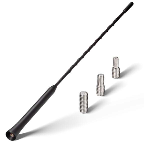 Eightwood Car Antenna Replacement 16 inch (Only for Roof-Mounted), AM FM Universal Roof Mount Car Radio Antenna Mast, Flexible Rubber Antennae with M4 M5 M6 Threaded Adapter