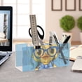 thumbnail image 4 of Cute Duck Wear Glasses and Tie Acrylic Pencil Pen Holder Cup 4 Compartments Desktop Organiser 7.87"x2.78"x3.54", 4 of 7