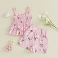 thumbnail image 4 of Baby Girl Summer Short Set Baby Girl Summer Outfit Floral Print Ruffle Smocked Top & Shorts 2-Piece Soft Clothing Set, 4 of 9