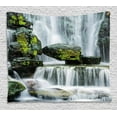 thumbnail image 1 of Waterfall Decor Tapestry, Majestic Waterfall Blocked with Massive Rocks with Moss on Them, Wall Hanging for Bedroom Living Room Dorm Decor, 80W X 60L Inches, Green Black and White, by Ambesonne, 1 of 1