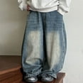 thumbnail image 7 of Odeerbi 2-14 Years Kids Boys Wide Leg Jeans Retro Denim Pants Solid Color Elastic Waist Cowboy Pants, 7 of 7