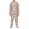 thumbnail image 3 of Salouo Cow Spots And Peace Print Button-Front Long Sleeve Pajama Set for Men, Soft 2Pjs Men's Long Sleeve Sleepwear-, 3 of 7