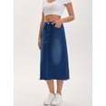 thumbnail image 7 of DARING DIVA Women's Long Denim Split Back Pockets Maxi Jean Skirts X-Large Deep Blue, 7 of 7