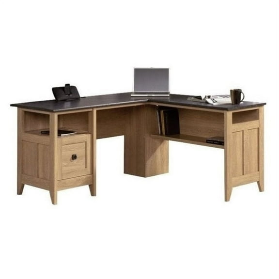 Bowery Hill Transitional Wood Home Office L-Shaped Corner Computer Desk in Dover Oak