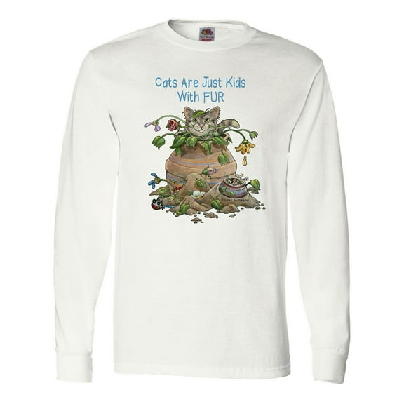 Inktastic Cats are Just Friends with Fur Cat in Flower Long Sleeve T-Shirt