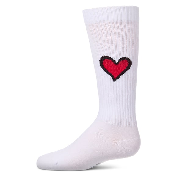 MeMoi Girls "Filled Heart" Ribbed Cotton-Rich Novelty Knee High Sock - Girls - Female, 4, Purple