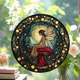 thumbnail image 2 of Boho Fairy Sitting On A Mushroom Stained Glass Suncatcher Stained Glass Window Hangings Birthday Gift for Mom Grandma Teacher Women Friend Memorial Hook, Stained Glass Ornament, 2 of 6