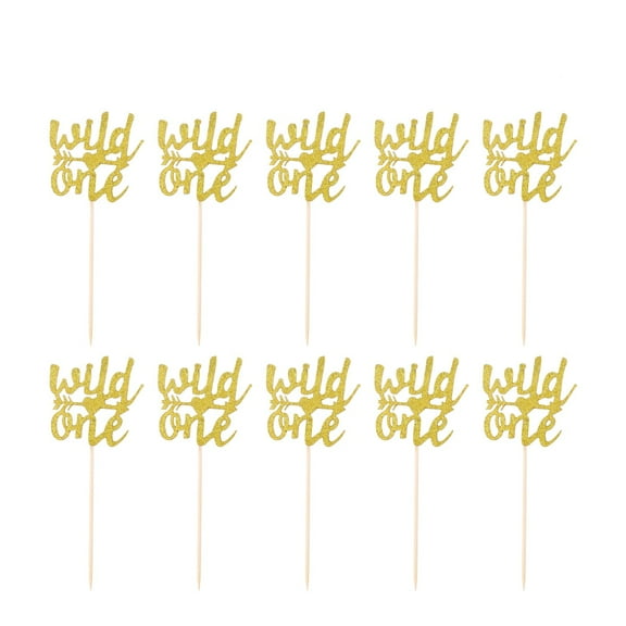 GOOHOCHY Cake Decor Creative Golden Paper Topper for Birthday Parties and Celebrations 10pcs