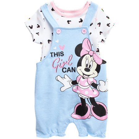 

Disney Baby Girls Romper - 2 Piece Overall T-Shirt Set : Minnie Mouse Winnie The Pooh