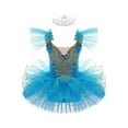thumbnail image 1 of TiaoBug Kids Girl Ruffle Flying Sleeve Ballet Tutu Dress Ballerina Costume Dancewear, 1 of 7