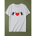 thumbnail image 2 of Valentine's Day Love Goddess Graphic Women's T-Shirt - Casual Short Sleeve, Crew Neck, Machine Washable, White with Red Heart Design, Valentine's Day Gifts Tee For Adult, Men, Women, Teen, Teenager,, 2 of 7