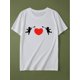 thumbnail image 2 of Camiseta con gráfico de la diosa del amor de San Valentín para mujer: manga corta informal, cuello redondo, lavable a máquina, blanca con diseño de corazón rojo. Ideal como regalo de San Valentín para, 2 of 7