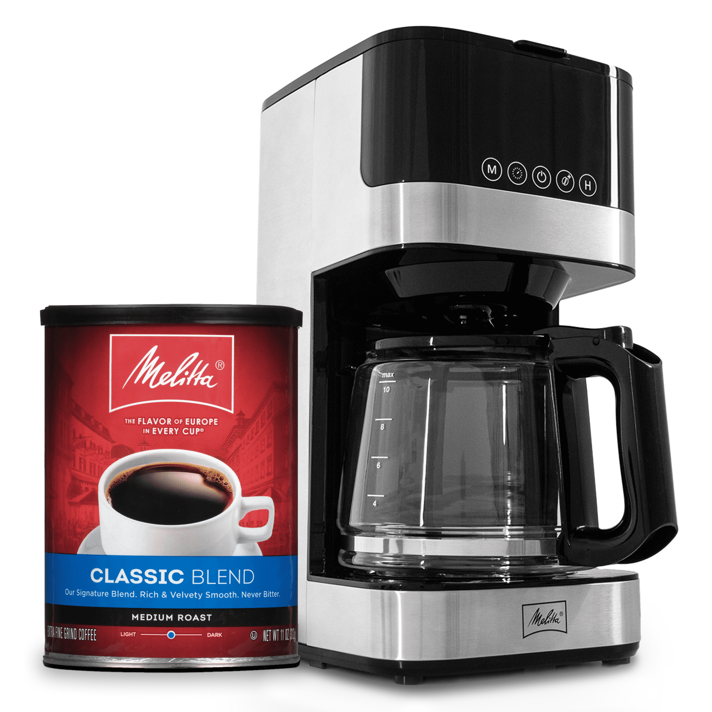 (Walmart Exclusive) Melitta Glass 10 Cup Coffee Maker with Medium Roast