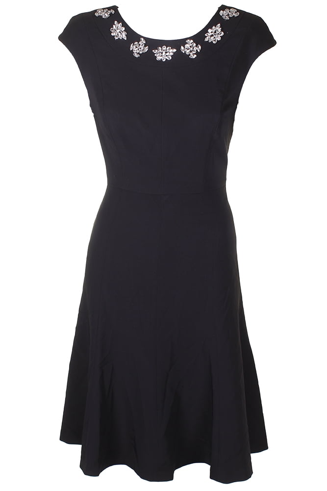 black fit and flare dress knee length
