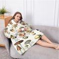 thumbnail image 5 of Oversized Wearable Blanket Hoodie,Brown Mushroom Label Light Pattern Sherpa Blanket Hoodie with Super Pockets,Super Warm Fuzzy Pullover for Women & Men, 5 of 6