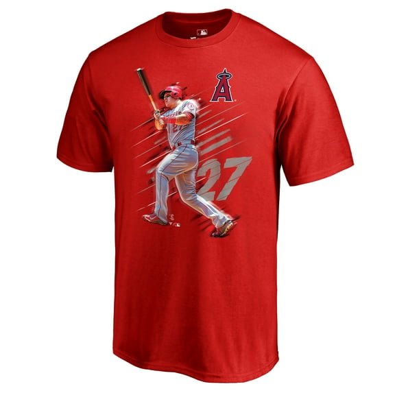 Men's Mike Trout Red Los Angeles Angels Fade Away T-Shirt