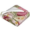 thumbnail image 2 of Bixox Fleece Blanket Tulips Flowers Pattern Super Soft Double-Sided Microfiber Flannel Blanket for Sofa, Bed, Couch,Suitable for All Seasons - 40"x30", 2 of 5