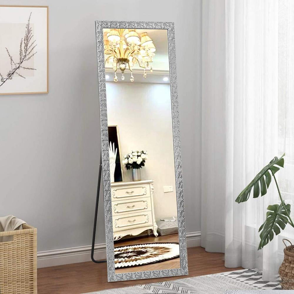 Fashion Multifunction Full Length Mirror With Standing Holder Floor Mirror Bedroom Mirror Wall Mounted Mirror For Bedroom Living Room Dressing Room Silver Walmart Com Walmart Com