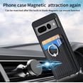thumbnail image 3 of Case Compatible with Google Pixel 7 Pro, Wallet Case Premium Retro Leather Cover with Card Holder, 360° Rotation Ring Kickstand, Carbon Fiber Patterned Design for Google Pixel 7 Pro, Black, 3 of 8