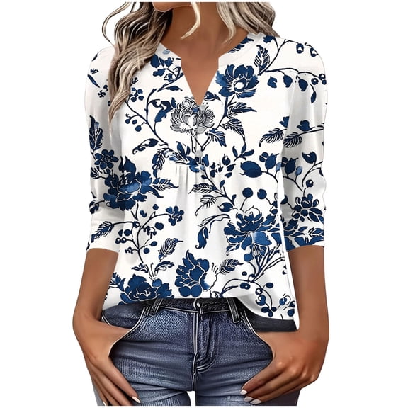 Women's Blouses Dressy,Women's Shirts Lightweight 2026 Spring Summer Fashion 3/4 Length Sleeve Tops Business Casual Blouses Western Outfits
