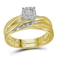 thumbnail image 3 of 10K Yellow Gold His Hers Round Diamond Solitaire Matching Wedding Set 1/8ctw, Womens Size: 5-10, Mens Size: 7-13, 3 of 4