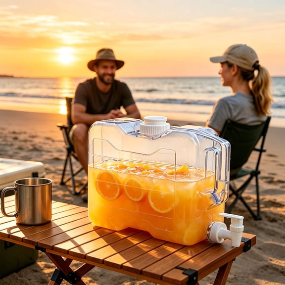 Plastic Drink Dispenser with Spout 1.5 gal Fridge Beverage Container for Parties Picnics Daily Use, Clear