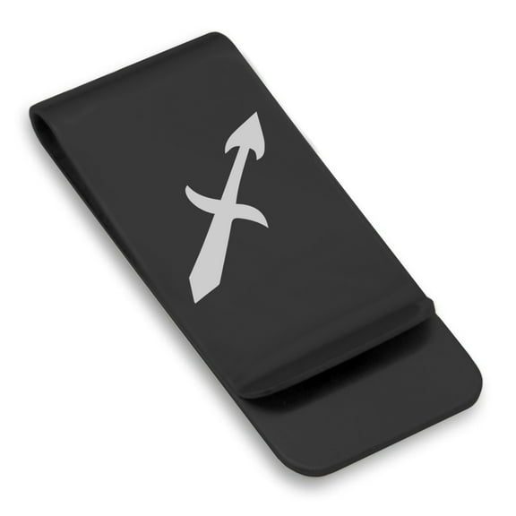 Stainless Steel Sagittarius Zodiac Sign (Centaur Archer) Classic Slim Money Clip Credit Card Holder