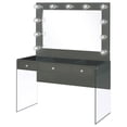 thumbnail image 4 of Afshan 3-drawer Vanity Set with Lighting Grey High Gloss, 4 of 9