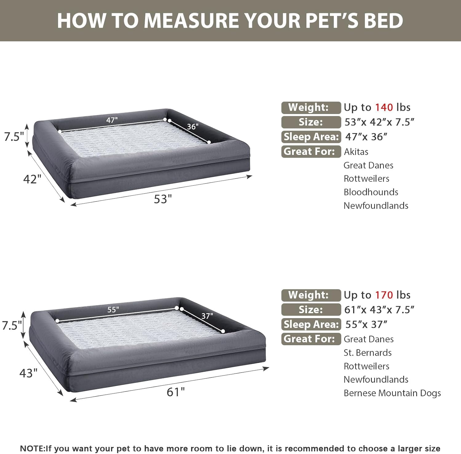 XXXL Big Dog Bed, Washable Dog Couch with Removable Waterproof Cover, Orthopedic Large Pet Sofa Bed with Bolster Sides for Sleeping