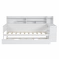 thumbnail image 5 of Modern Farmhouse Twin Daybed with Trundle and Desk, Storage Shelves Study Bed for Small Space Bedroom Office, Antique White, 5 of 7