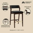 thumbnail image 4 of Patricia Modern Wood Upholstered Barstool in Black, 4 of 9