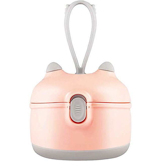 Dispensador de fórmula infantil, dispensador portátil de leche en polvo, contenedor de almacenamiento de refrigerios para viajes, dormitorio, exteriores... (rosa), grande JAMW Sencillez