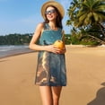 thumbnail image 3 of Vsdgher Robe d'Été Imprimé Ciel Étoilé Nuage Loup pour Femmes Décontractée Col en U Robe de Plage Sans Manches Robe Débardeur Ample avec Poche, 3 of 7