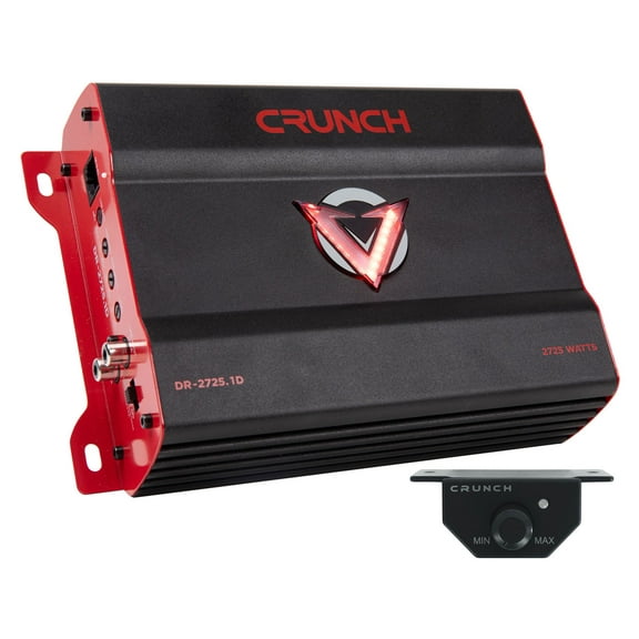 Crunch 2725W Mono block Subwoofer Car Audio Amp with Adjustable Crossovers, Bass Knob