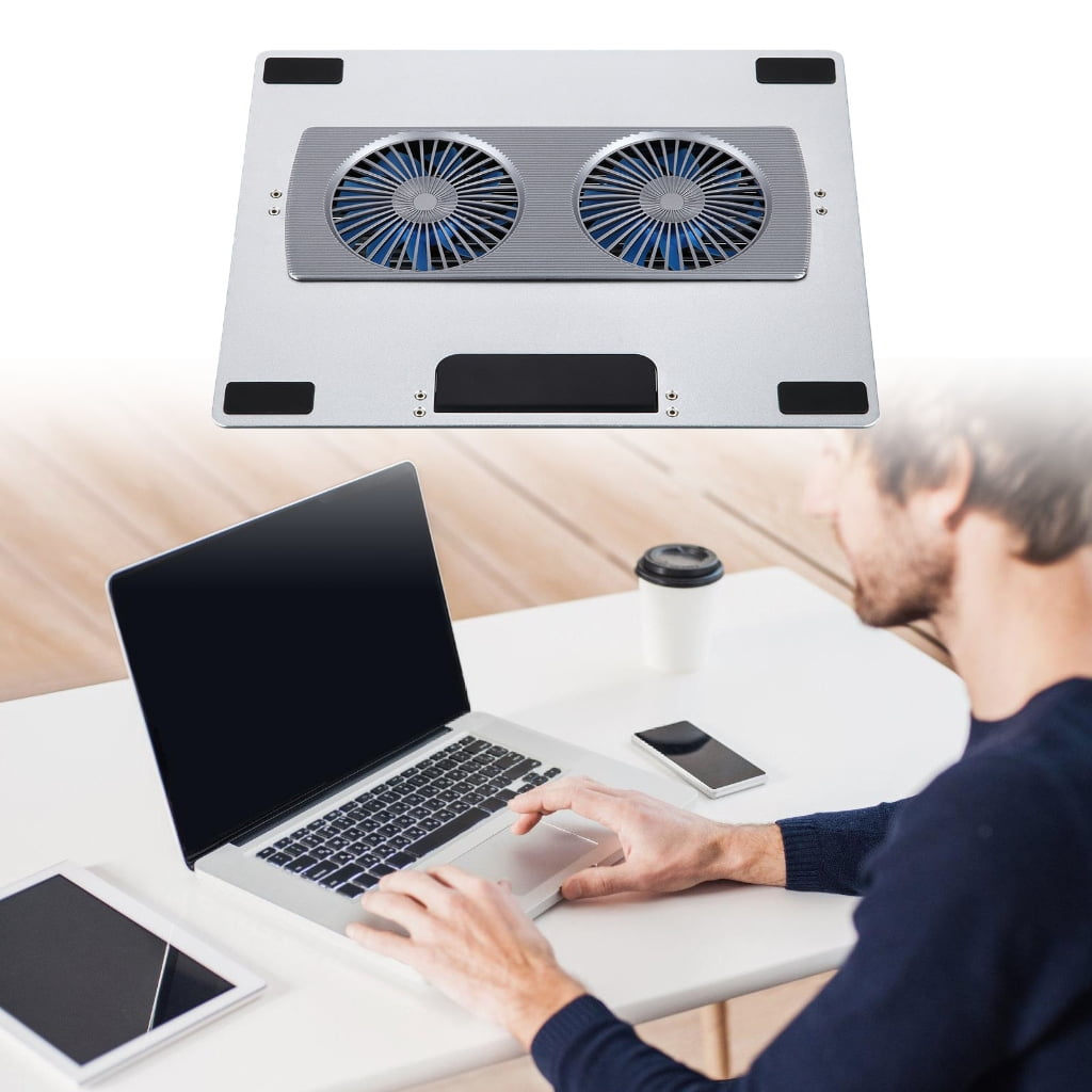 Miiottaa Quiet Foldable Cooling Pad for Laptops 6 Height Adjustments Double Fan Metal Panel Optimized Airflows