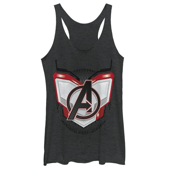 Women's Marvel Avengers: Endgame Logo Quantum Suit Racerback Tank Top Black Heather Medium