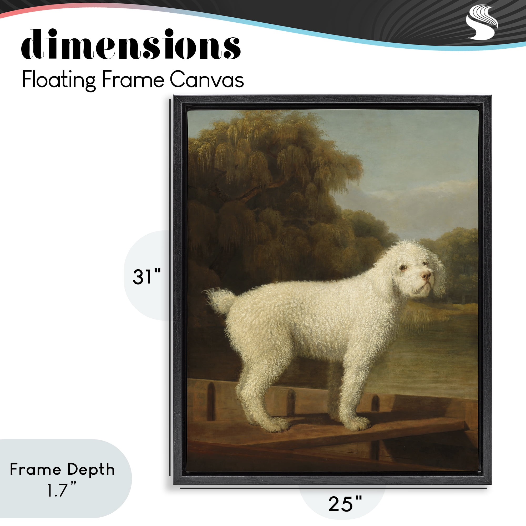 Stupell Industries White Poodle in a Punt Black Framed Floater Canvas Wall Art, design by Tina LeCour