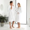 thumbnail image 7 of English Home Premium Cotton Robes for Women, Lightweight Mens Robe, Unisex Terry Cloth Bathrobe, Soft Shower Spa Robe, White Navy, S/M, 1 Pcs, 7 of 7