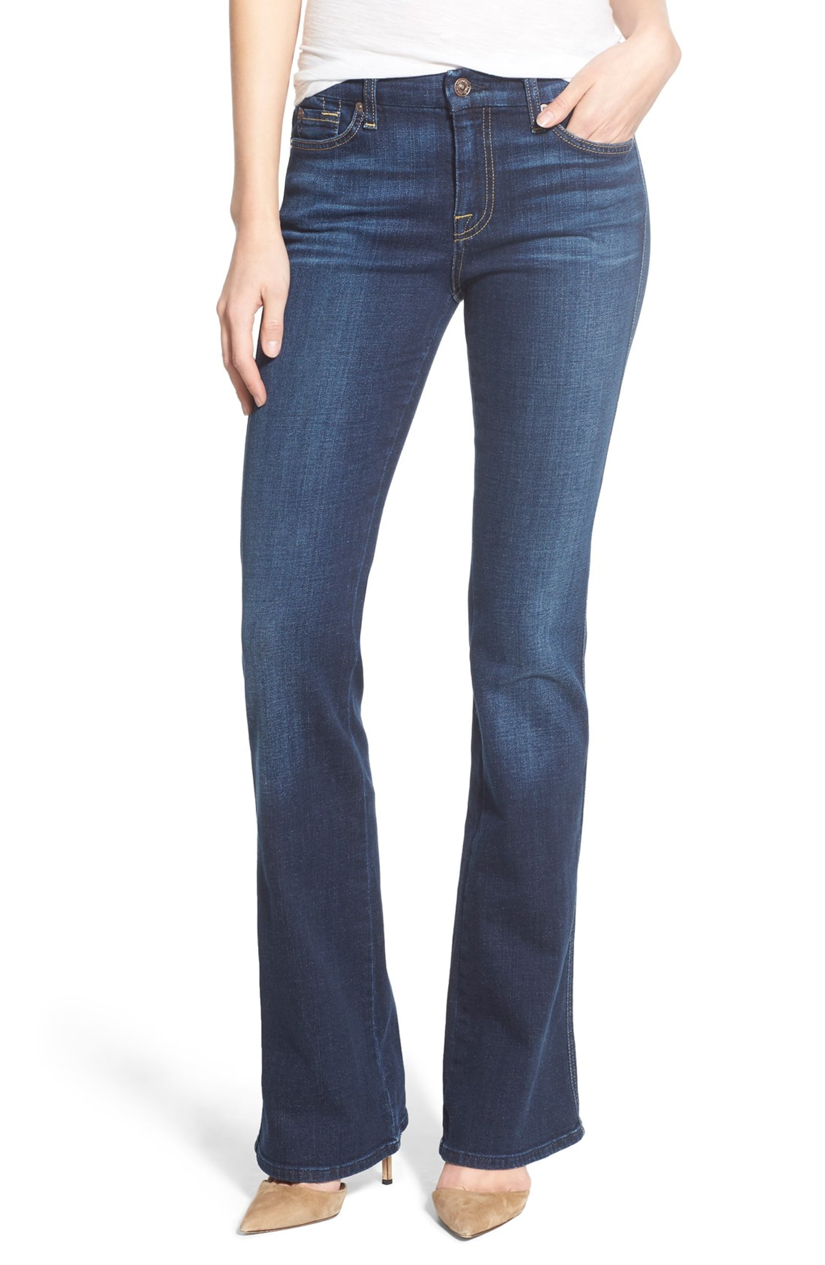 7 For All Mankind - Womens Jeans Navy Stretch Flare Hem 24 - Walmart ...