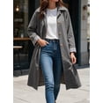thumbnail image 5 of Spring Fall Women Plaid Patchwork Long Sleeved Single Breasted Casual Trench Coat, 5 of 6