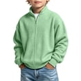 thumbnail image 2 of JOANKDMI Full Zip Up Sweatshirt Boys Waffle Knit Mock Neck Athletic Jacket Long Sleeve Lightweight Activewear with Pockets for Casual Running Fall Workout Tops, 2 of 9