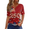 thumbnail image 2 of Women's 250th America Anniversary Casual Printed V Neck T-Shirt USA Flag Tee 250 Years of Freedom Shirt, 2 of 7