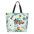 thumbnail image 1 of Balery Cartoon Car Racing Bolsa Tote Estilo Estético con Cremalleras, Bolsa de Hombro, Bolsa de Compras Grande y Plegable, 1 of 8
