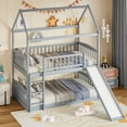 thumbnail image 2 of Twin Over Twin Bunk Bed with Slide, House Bed with Slide, Gray, 2 of 8
