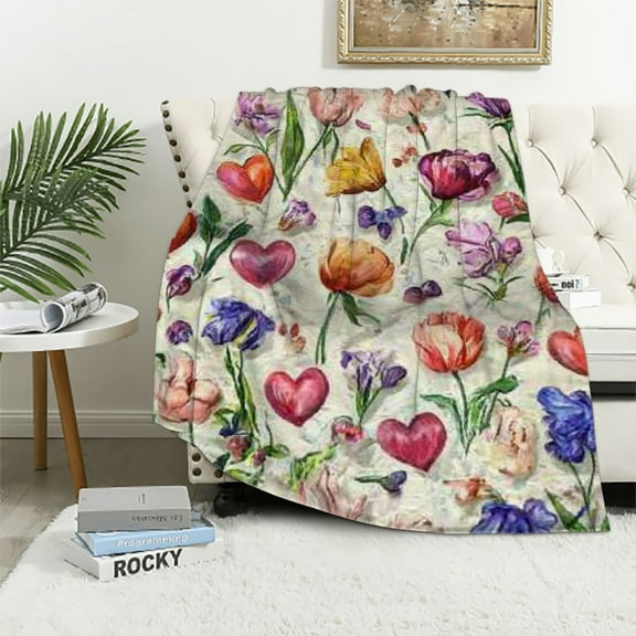 BCIIG Tulip Blankets, Floral Blankets Birthday Gifts Christmas Valentine's Day Gifts Tulip Themed Decorations Bedroom Bed Sofa Kids Adult Soft Flannel Blankets  40x50in