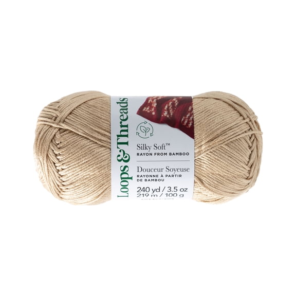 Silky Soft Yarn by Loops & Threads - Yarn for Knitting - Crochet - Weaving - and Arts & Crafts - Brown - Bamboo - 3.5 oz