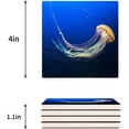 thumbnail image 3 of FMSHPON Jellyfish Set of 4 Coaster for Drinks, Absorbent Ceramic Stone Coasters Cup Mat with Cork Base for Home Kitchen Room Coffee Table Bar Decor, 3 of 4