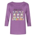 thumbnail image 6 of Fartey Plus Size Womens Happy Easter Shirts Slim Fit Spring Summer Tunic Tops Cute Bunny Graphic Tees Soft Comfy 3/4 Sleeve Crew Neck Blouses Purple S-5XL, 6 of 6
